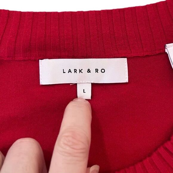 Lark & Ro Red Crewneck Side Split Sweater | Size L - Picture 6 of 12